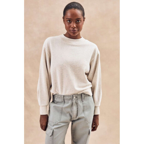 Sweater Manga Balloon Bouttonne Beige Melange
