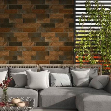 Cerámica Tipo Bricks Oxido Destonificado Mate 31X54Cm Pared GAMAS DE MARRON