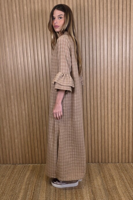 Vestido Flamenco Lino Beige Melange