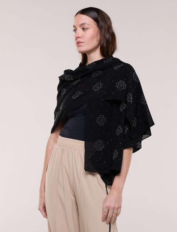 Pashmina Apliques Brillos NEGRO/PLATEADO
