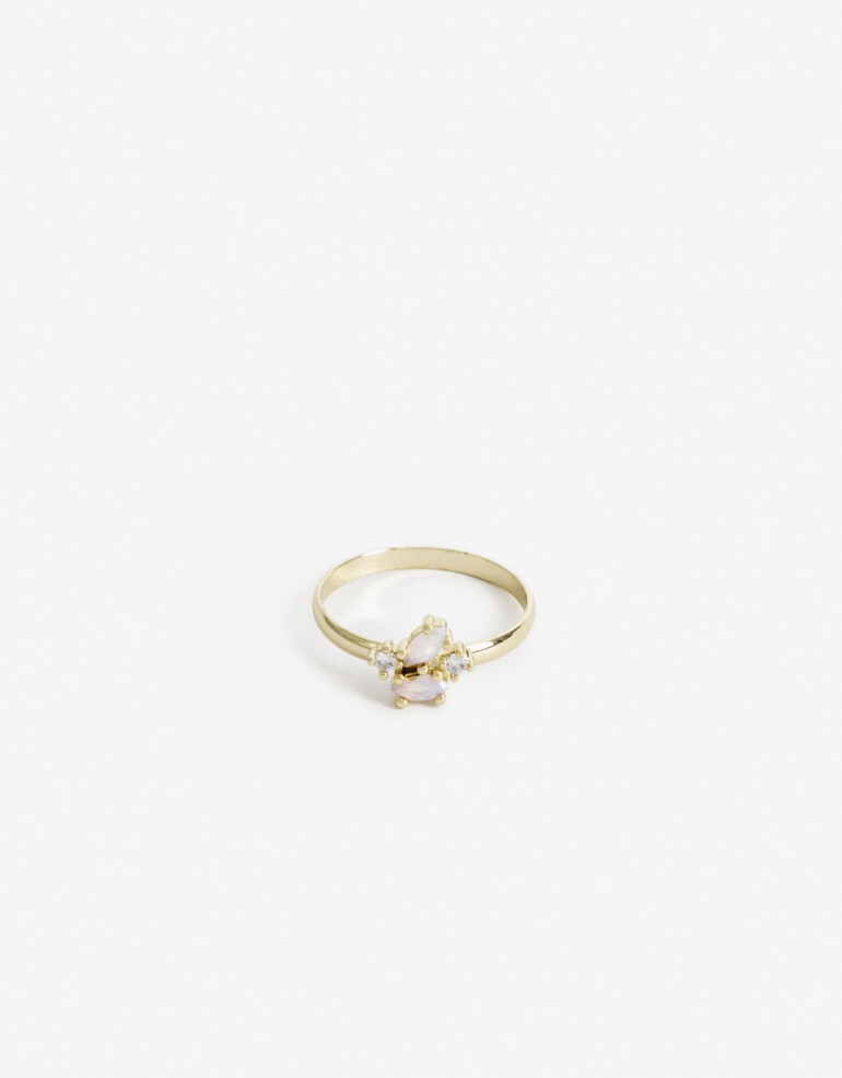 Anillos Chicos Cubic zirconia Anillo Chico Cubic Y Opal Dorado - Dorado