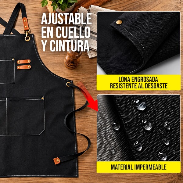 Delantal Gastronómico Unisex Jean Cocina Barbería Asado Chef IMBACK Color Negro Delantal Gastronómico Unisex Jean Cocina Barbería Asado Chef IMBACK Color Negro
