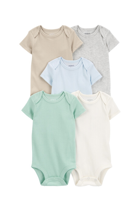 Pack cinco bodies de algodón acanalado, originales Pack cinco bodies de algodón acanalado, originales