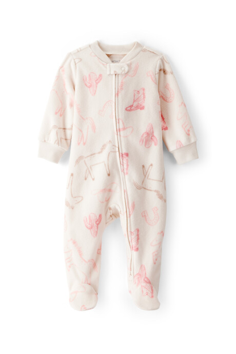 Pijama una pieza de micropolar, con pie, diseño vaquera Sin color