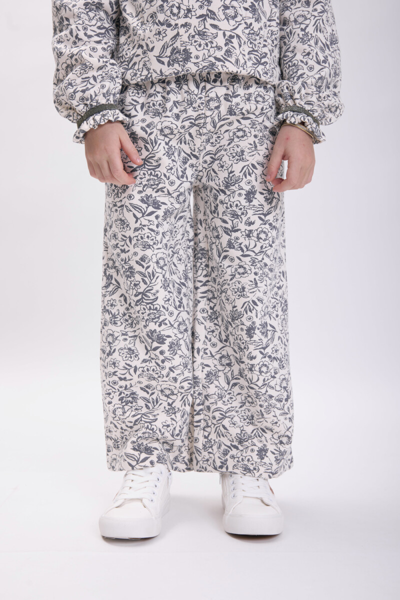 Pantalón deportivo estampado ancho Crudo