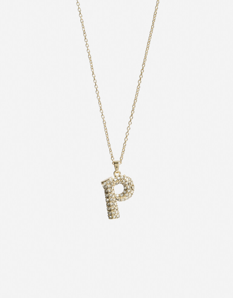 Cadena Corta con Dije Letras Cadena Con Dije Inicial P - Dorado