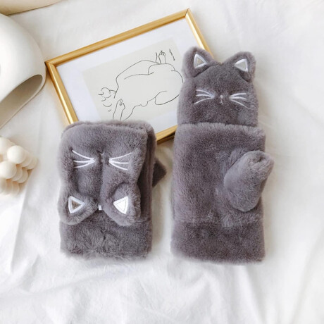 Mitones guantes peluche Gatito Gris