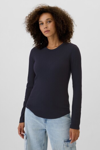 Remera Waffle Cuello Redondo Mujer Navy Uniform