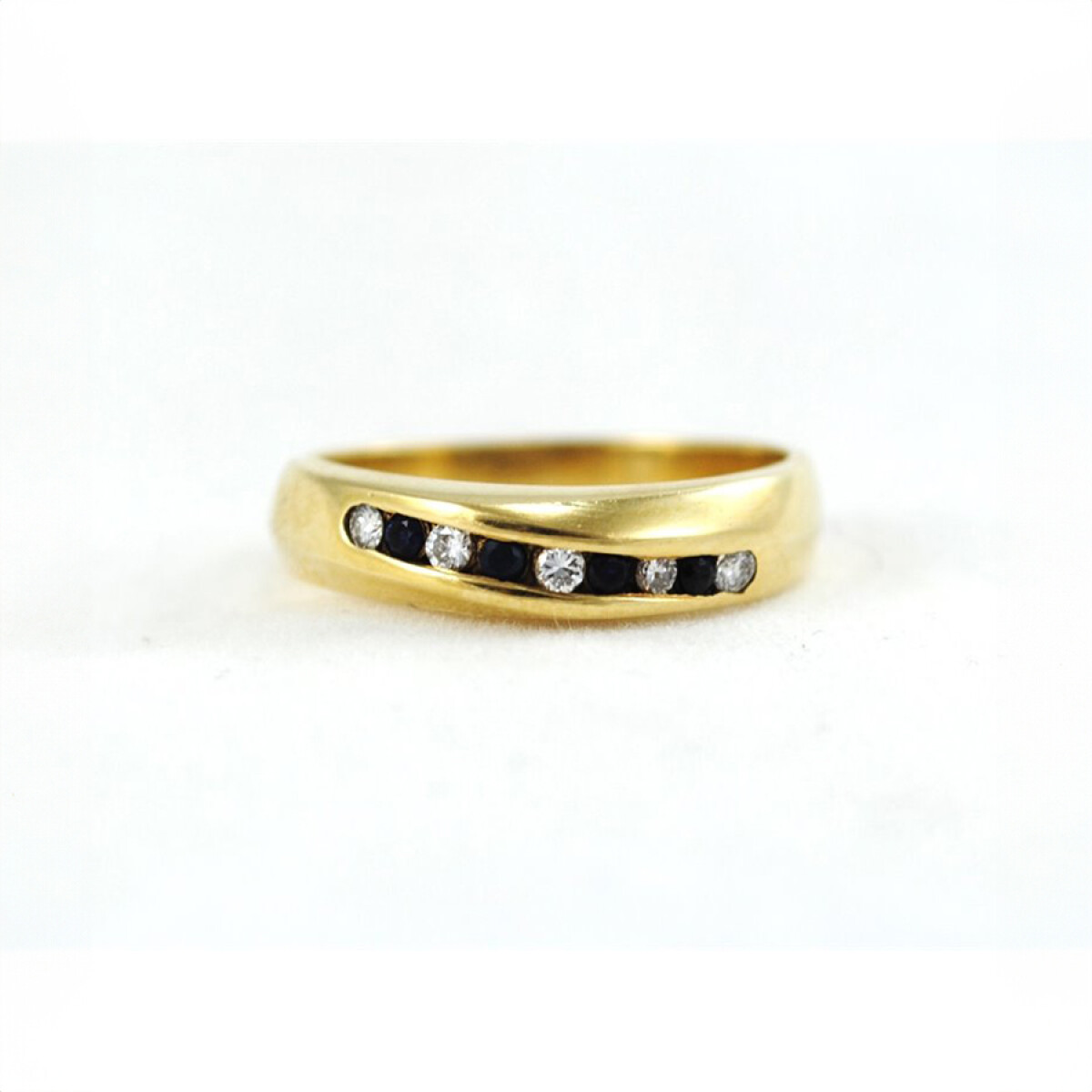 Anillo Oro 18K Con Brillantes Y Zafiros 