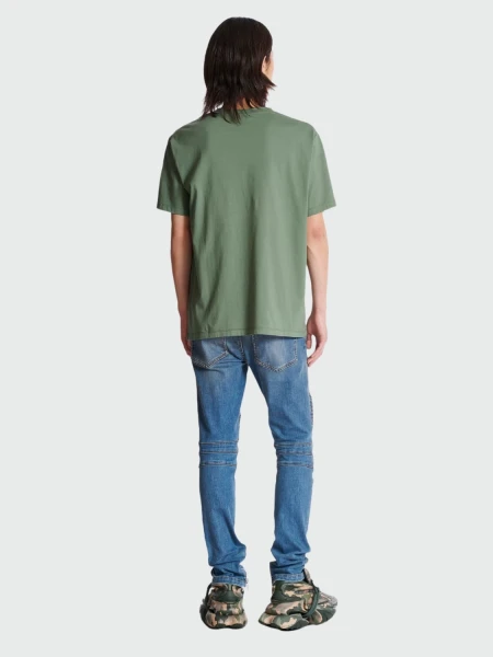 Balmain - Remera de jersey de algodón orgánico estampada Verde