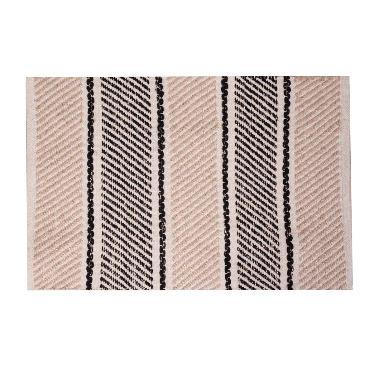 ALFOMBRA SILVES 60X90 - ALGODON-Y-POLIESTER NATURAL-BEIGE NEGRO/NATURAL 