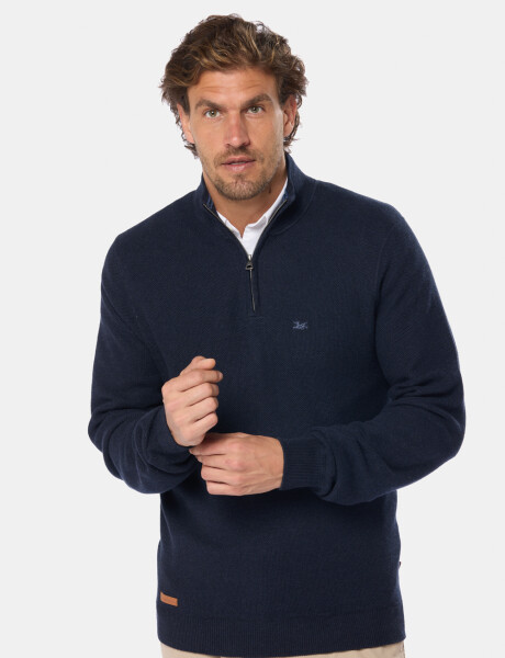 BUZO TEXTURADO MEDIO CIERRE Azul