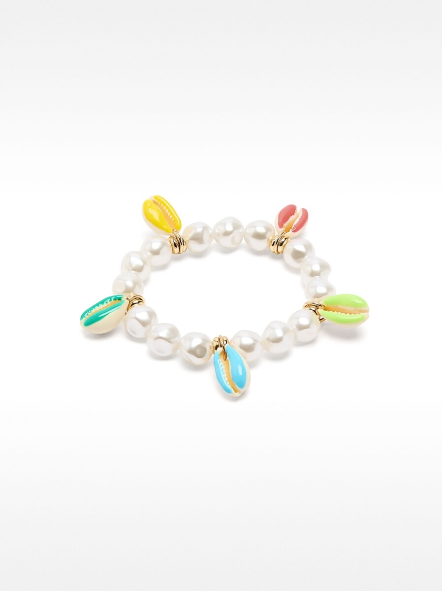 Pulsera Elástica Multicolor Con Conchas Esmaltadas - multicolor 