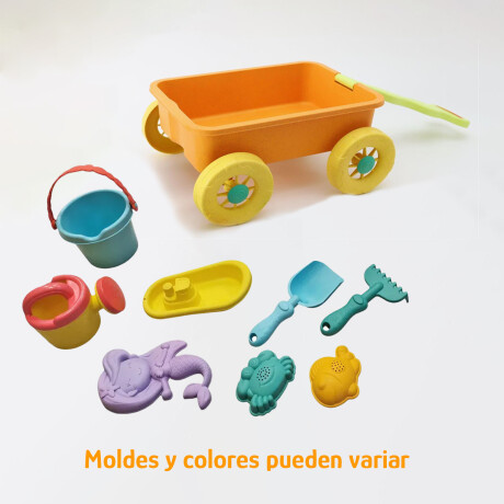 Set Juego De Playa Infantil C/Carretilla Moldes 10 piezas Naranja/amarillo