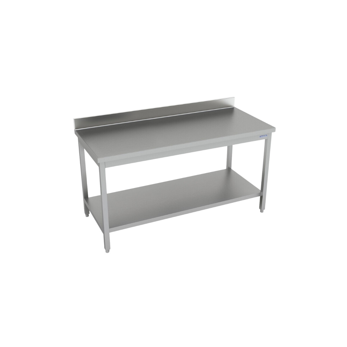 Mesada con Respaldo y Estante de Acero Inoxidable 120 x 70 cm 
