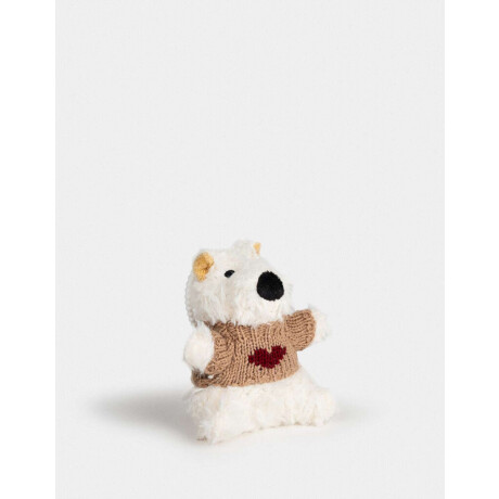 Llavero Y Charm De Perrito Con Sweater Blanco Crema