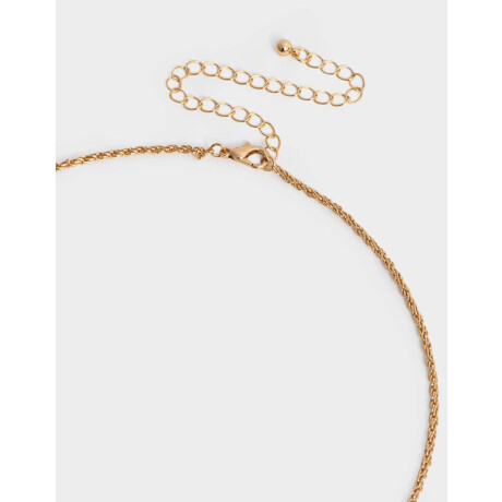 Set De Cadena Con Relicario Y Piedras Dorado