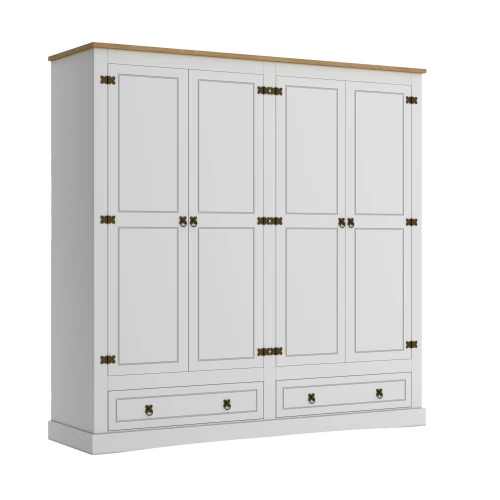 Ropero 4 puertas - Madera maciza - Linea mexicana Blanco
