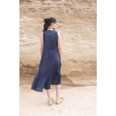 Vestido Folk Long Azul Marino