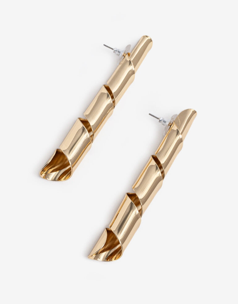 Aros Colgantes Largos Metal Aros Colgantes Largos, Espiral - Dorado