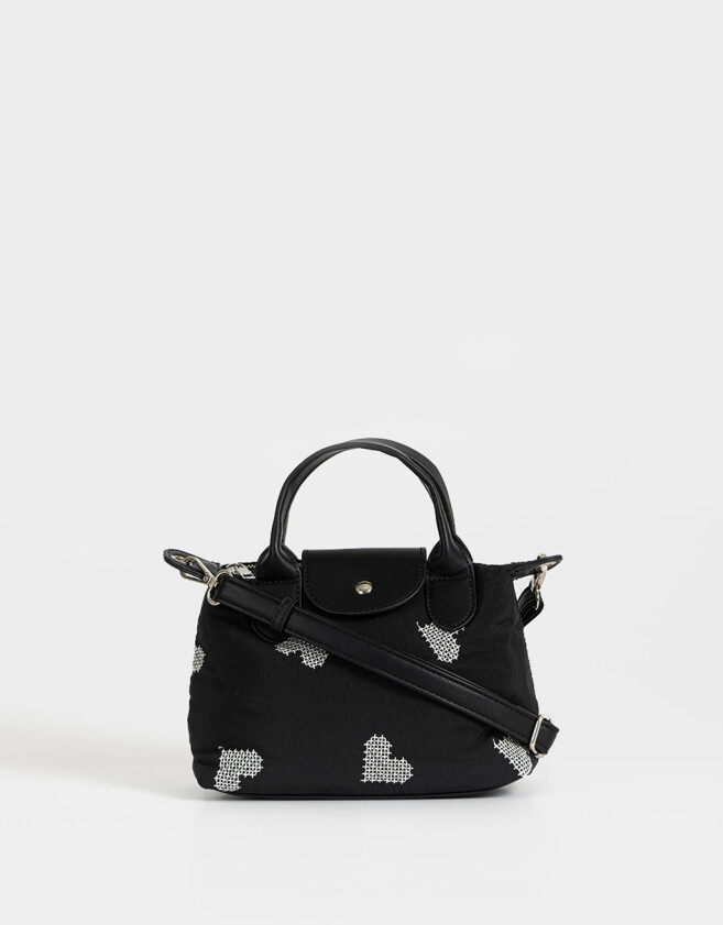 City Cartera Mini City Corazones - Negro