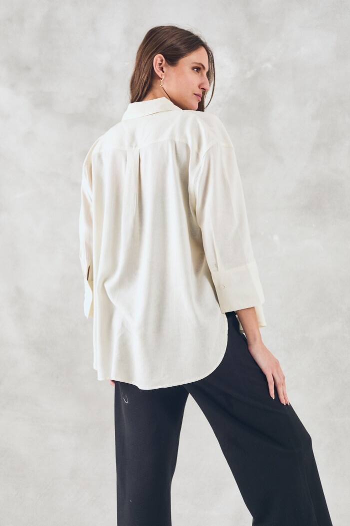 Camisa Con Lino Nácar