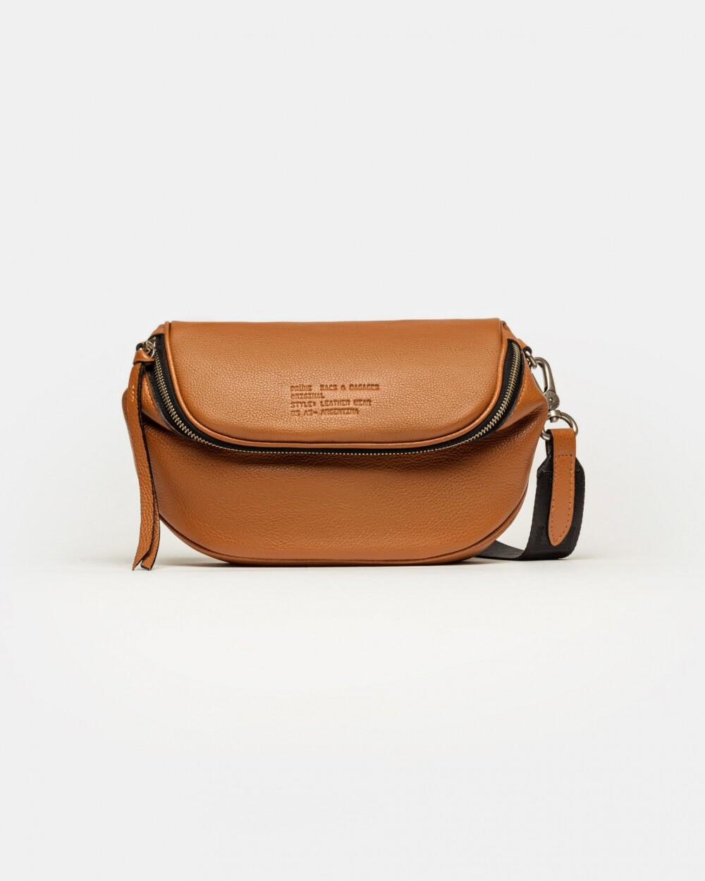Bandolera Soft en cuero graneado Marron
