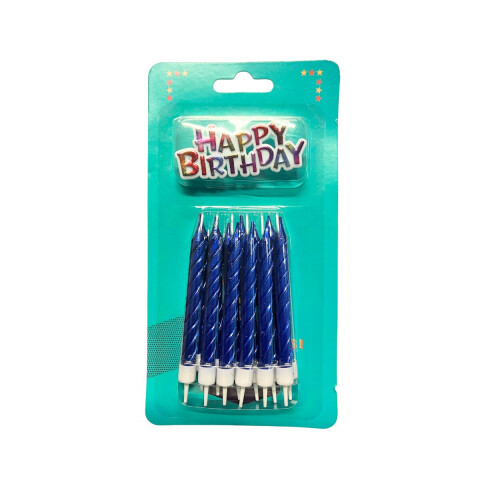 Vela Efecto Torneado x12 Azul