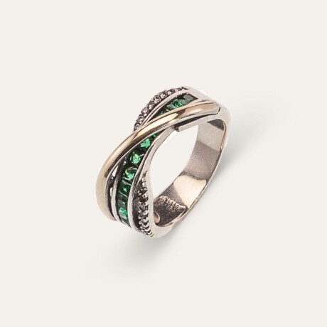 Anillo Tiberia Green - Plata y Oro Anillo Tiberia Green - Plata y Oro