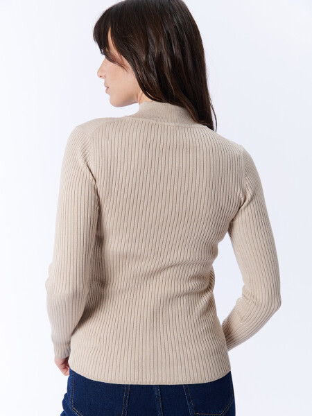 Remera Manga Larga Punto Beige Melange