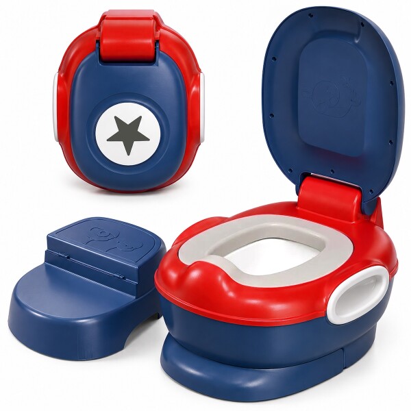 Pelela inodoro para bebes y niños con tapa y asiento infantil IMBACK Color Azul y Rojo Pelela inodoro para bebes y niños con tapa y asiento infantil IMBACK Color Azul y Rojo