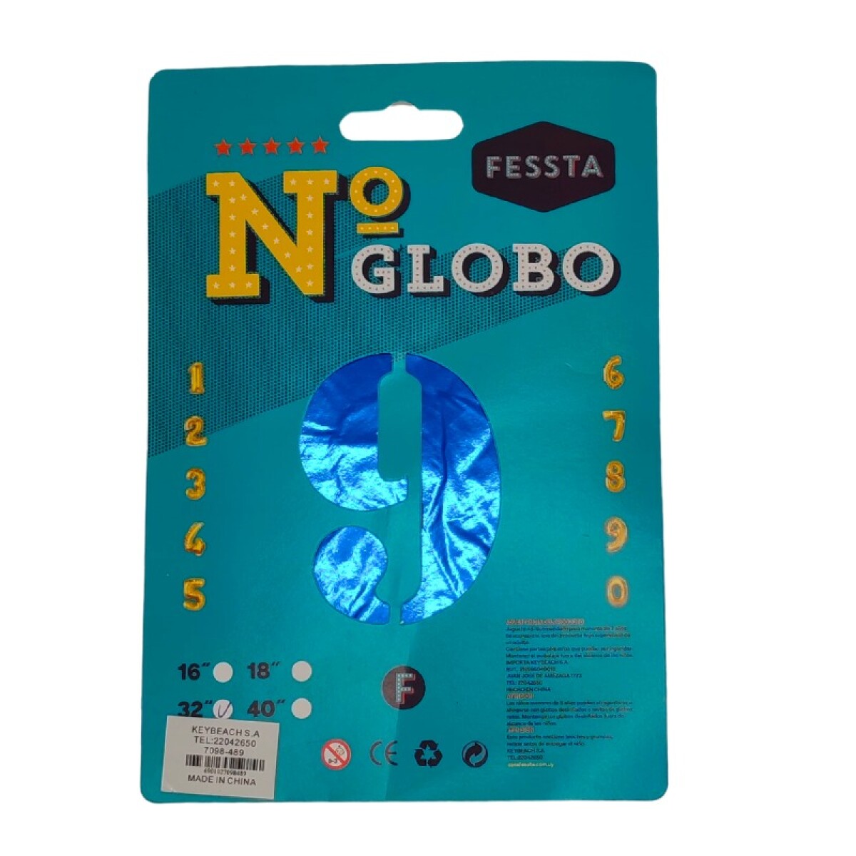 Globo Número Fessta 32" Azul - NUEVE 