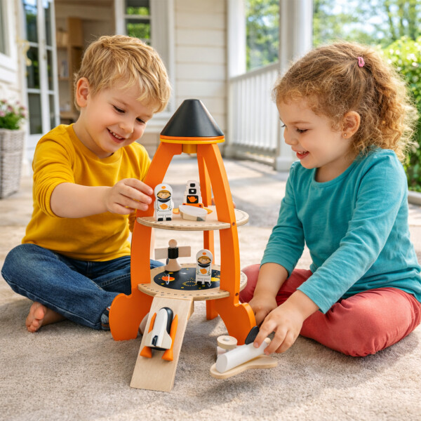 Tender Leaf Toys Cohete Nave Espacial Set Juguete Madera Tender Leaf Toys Cohete Nave Espacial Set Juguete Madera