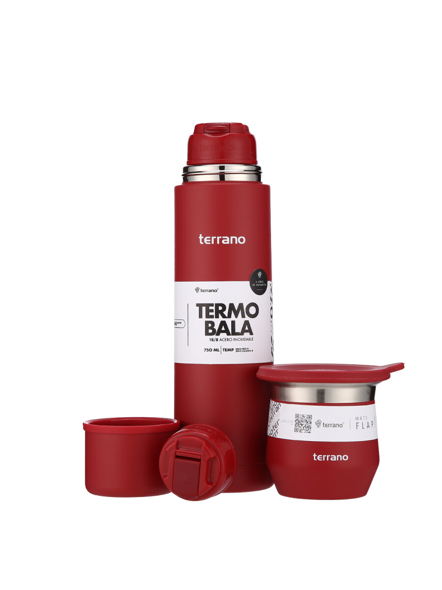 Kit Acero Bala - 750mL + Mate Flap - Rojo 
