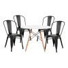 Juego de comedor Con Mesa Circular de 80cm + 4 Sillas Tolix Blanco