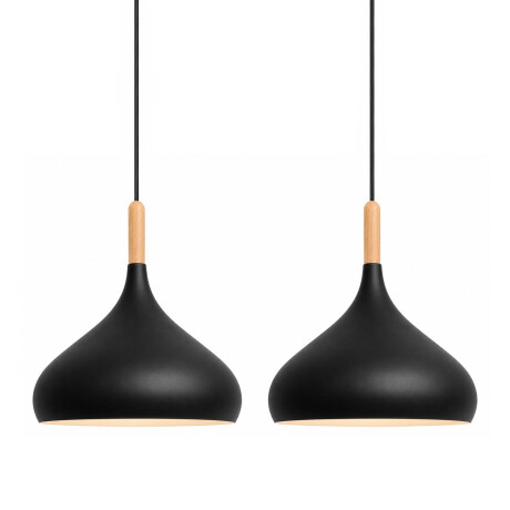 Pack x2 Lámparas Colgantes Bambú Metal E27 Diseño Nórdico Negro