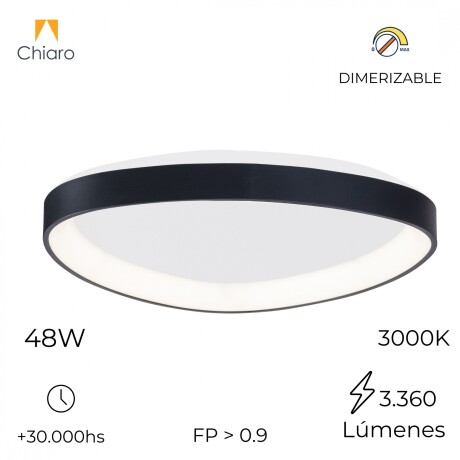 Plafón LED, Diseño triangular, Dimerizable 48W 65CM NEGRO
