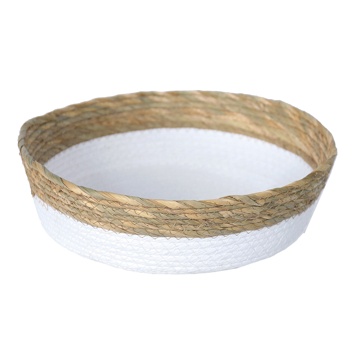 CESTO DE FIBRA NATURAL Ø 35X10 CM BLANCO 