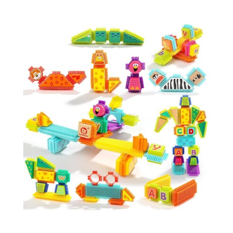 Balde de bloques juguete Top Bright en madera con encastre 150 piezas Multicolor