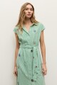Vestido rayado con bordado verde