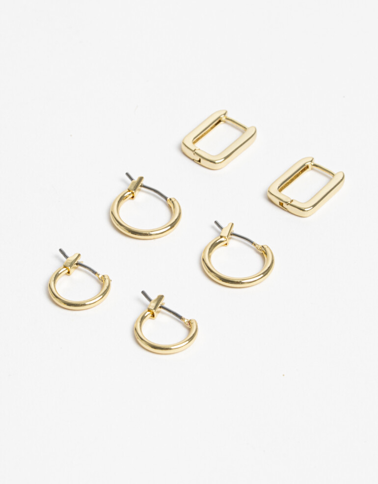 Aros Argollas Set Metal Argolla Set Metal Delicado - Dorado