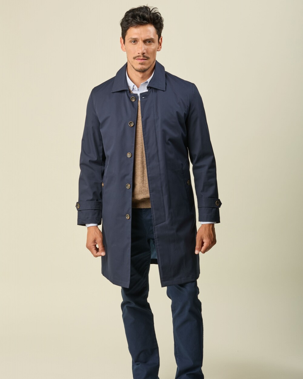 Gabardina Algodón Azul