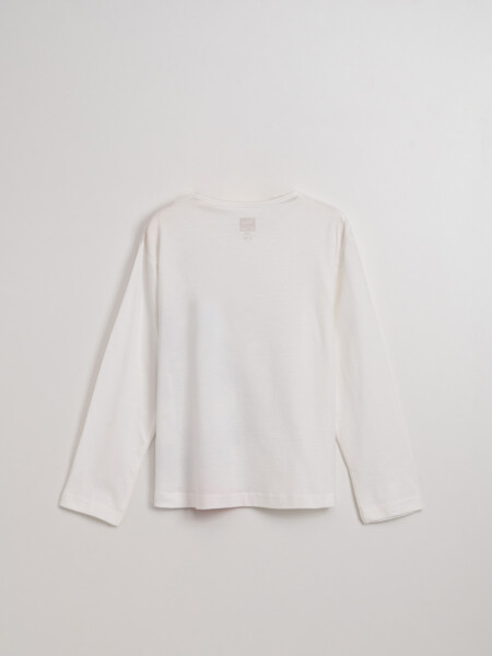 Remera manga larga estampada Mickey Blanco
