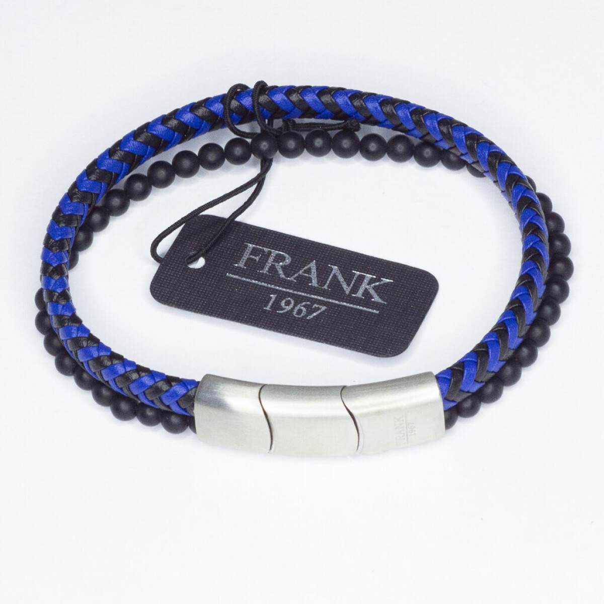 Pulsera de Cuero Acero y Piedra - Modelo Frank 