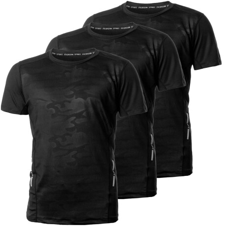 Set X3 Remeras Deportivas Para Entrenamiento Hombre Negro