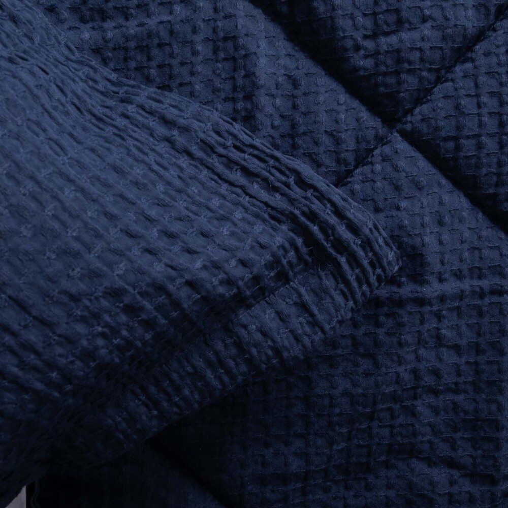 SET DE ACOLCHADO 1 PLAZA POLIESTER AZUL GOFRE MARINO