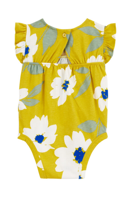 Set dos piezas, pantalón jean y body de algodón, diseño floral Sin color