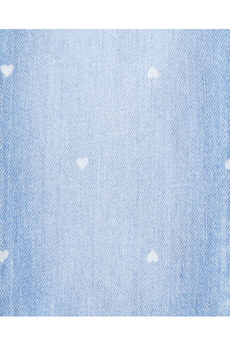 Pantalón jean, acampanado, diseño corazones Sin color