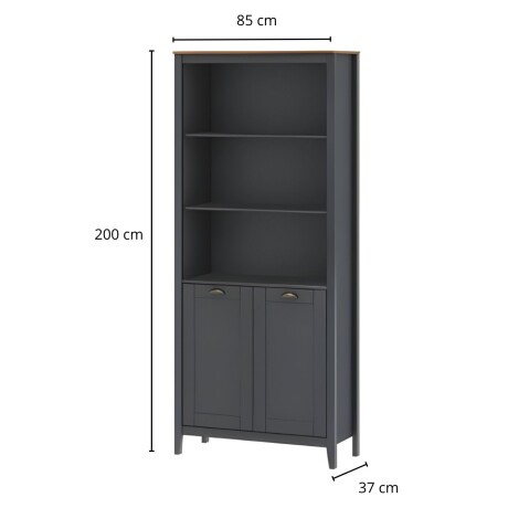Aparador Lumax 3 Estantes 2 Puertas gris oscura roble Aparador Lumax 3 Estantes 2 Puertas gris oscura roble
