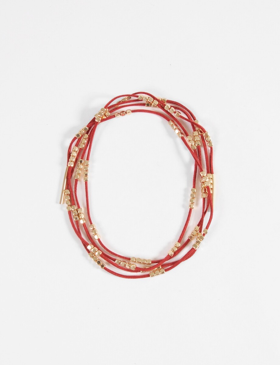 Collar cordón detalles metálicos - bordo 